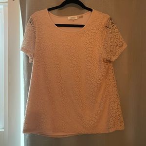 Floral lace overlay shirt